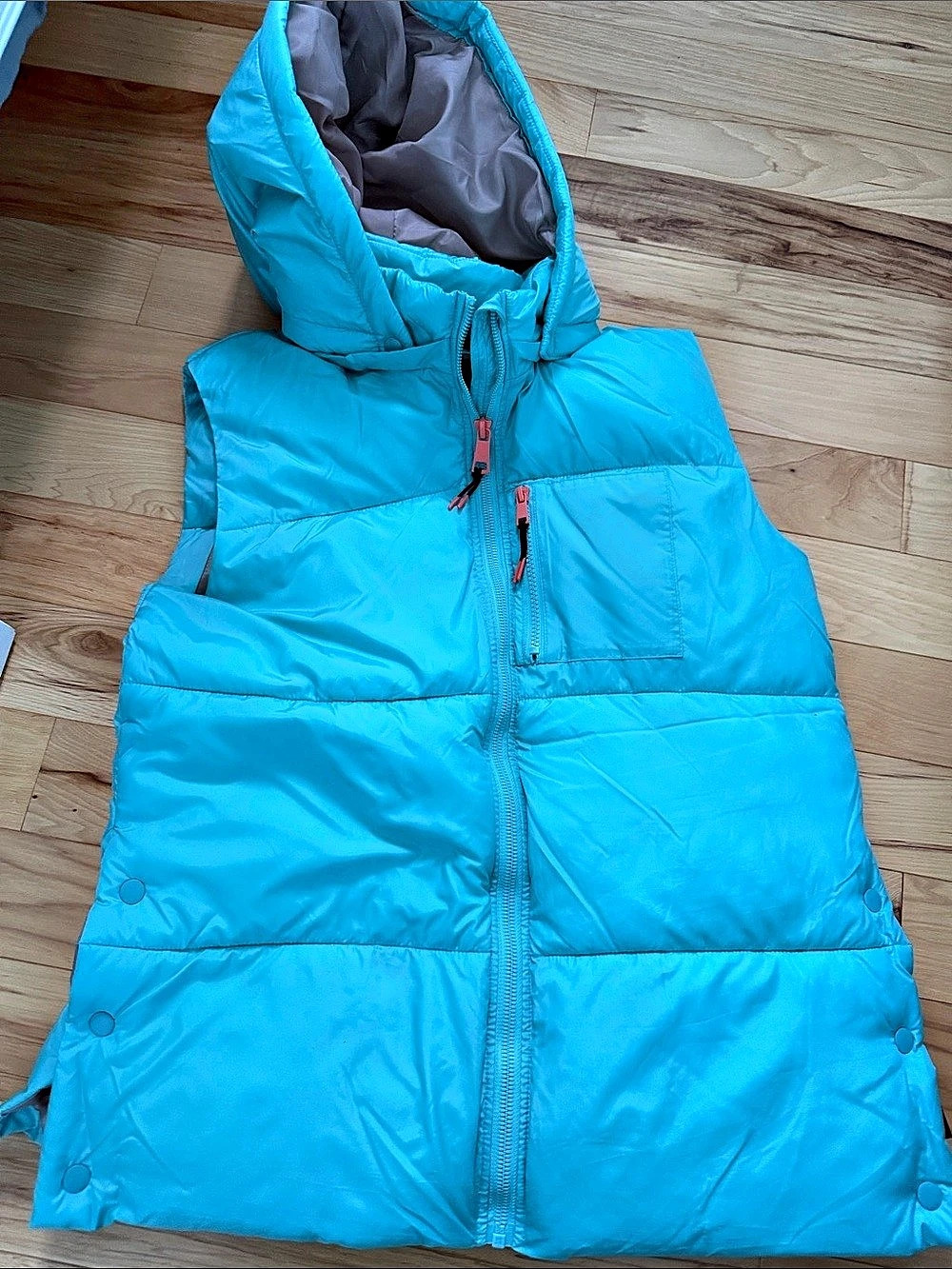 H&M Hooded Puffer Vest turquoise youth 14 +